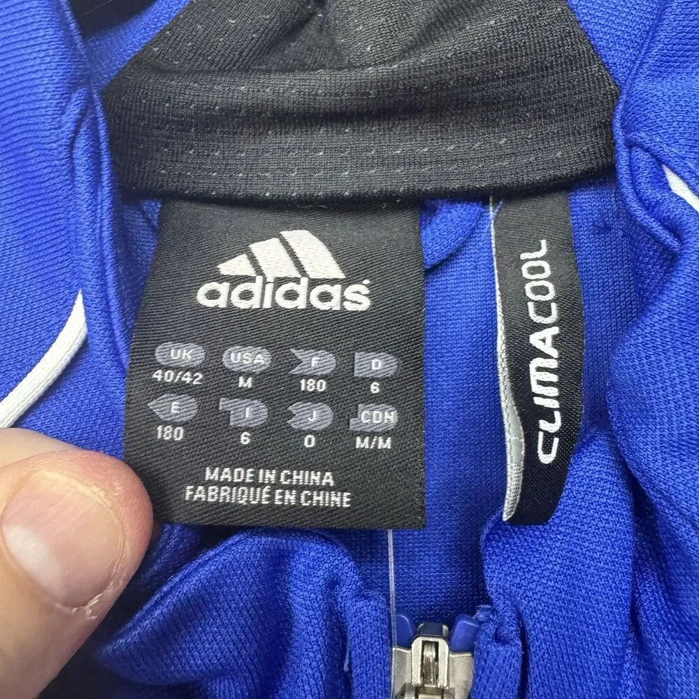 Adidas Condi training Jacket‎ Mens Medium Blue ClimaCool Full Zip Polyester New